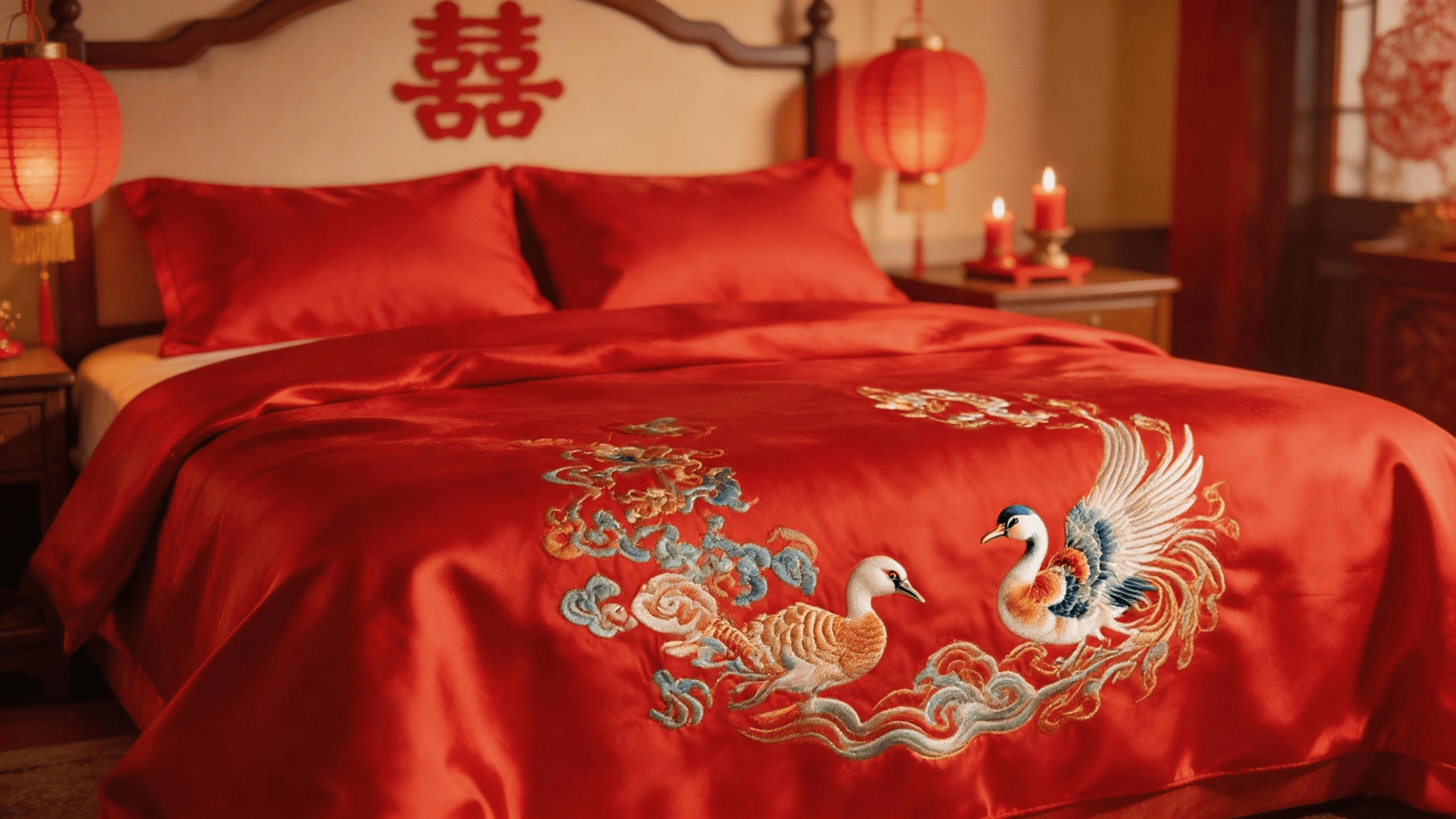 鸳鸯戏水 · 提花四件套